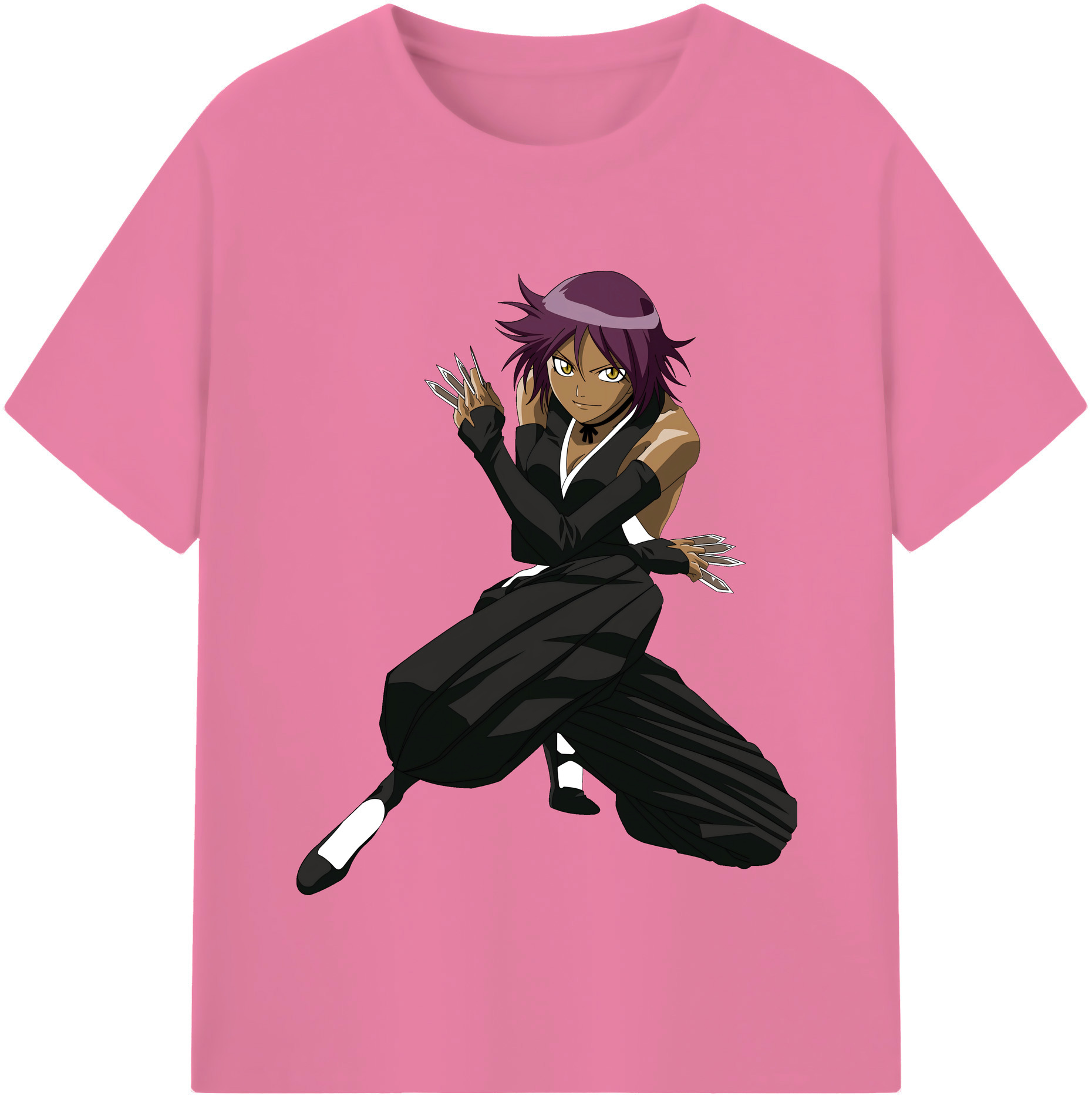 （画像用） ブリーチ 四楓院 夜一（しほういん よるいち） BLEACH Shihouin Yoruichi 綿100％半袖Tシャツ（フロントプリント）
